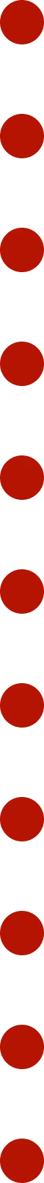 Vertical sequence of eight red abstract circular icons connected by red lines on a black background.